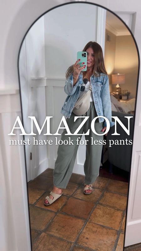 Amazon must have look for less pants

These pants are just like the free people, Leo pants, but less than half the price! They have a very oversized baggie wide leg fit. I am wearing my true size medium. If you like your pants to be a little more fitted, then I would size down one size.

Aerie square neck seamless Cami- true size medium
Distressed denim jacket from Old Navy - I sized up to a large for an oversized fit

#LTKstyletip #LTKover40 #LTKfindsunder50