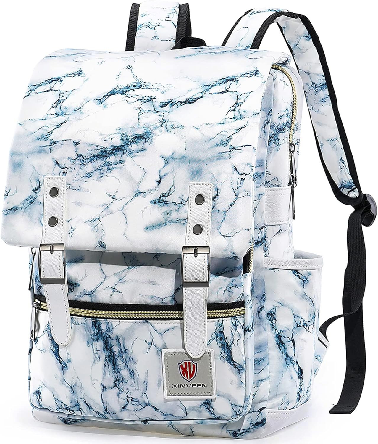 Vintage Backpack School Bag College Daypack Slim Travel Rucksack Marbling | Amazon (US)
