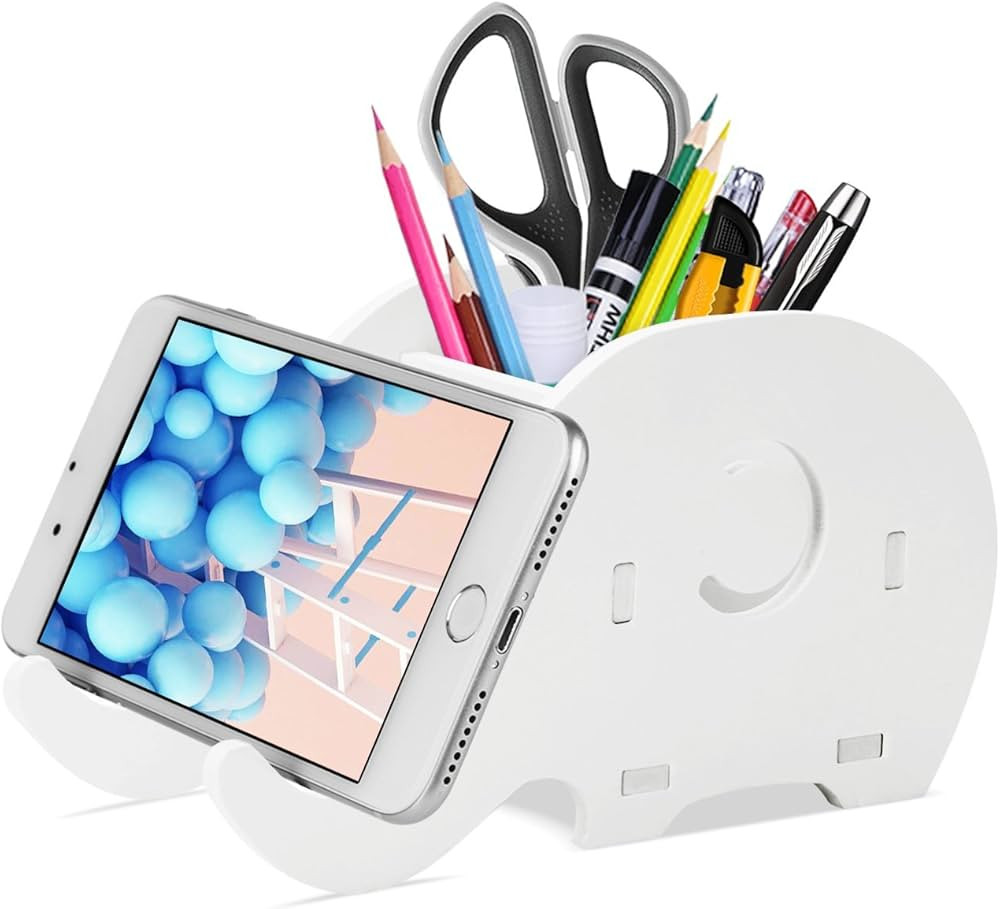 COOLOO Pencil Holder Cell Phone Stand, Cute Elephant Office Accessories Tablet Desk Bracket Compa... | Amazon (US)
