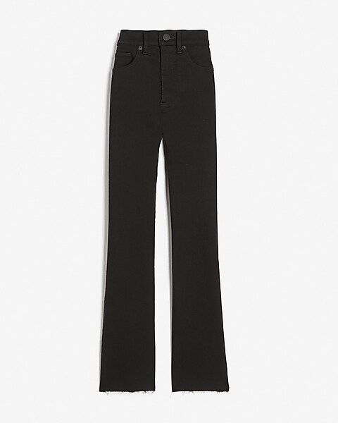 High Waisted Black Cropped Flare Jeans | Express