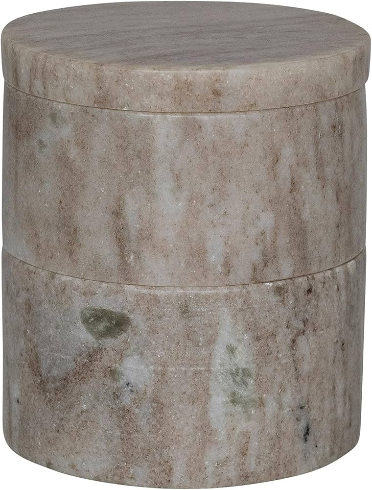 Creative Co-Op 3.75 Round Marble Stackable Pinch Pots with Lid, Beige, Set of 2 | Amazon (US)