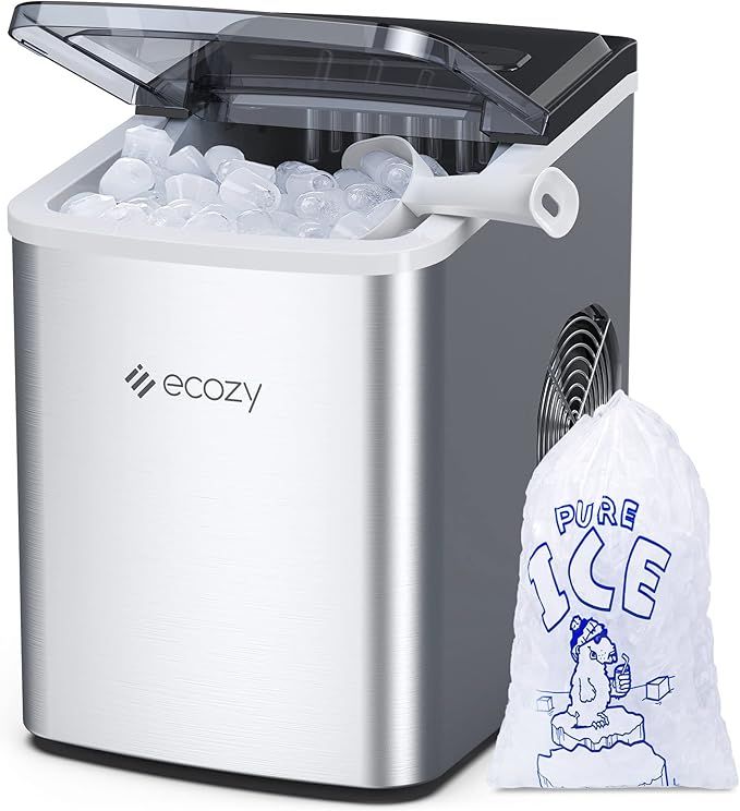 ecozy Portable Ice Maker Countertop, 9 Cubes Ready in 6 Mins, 26.5 lbs in 24 Hours, Self-Cleaning... | Amazon (US)