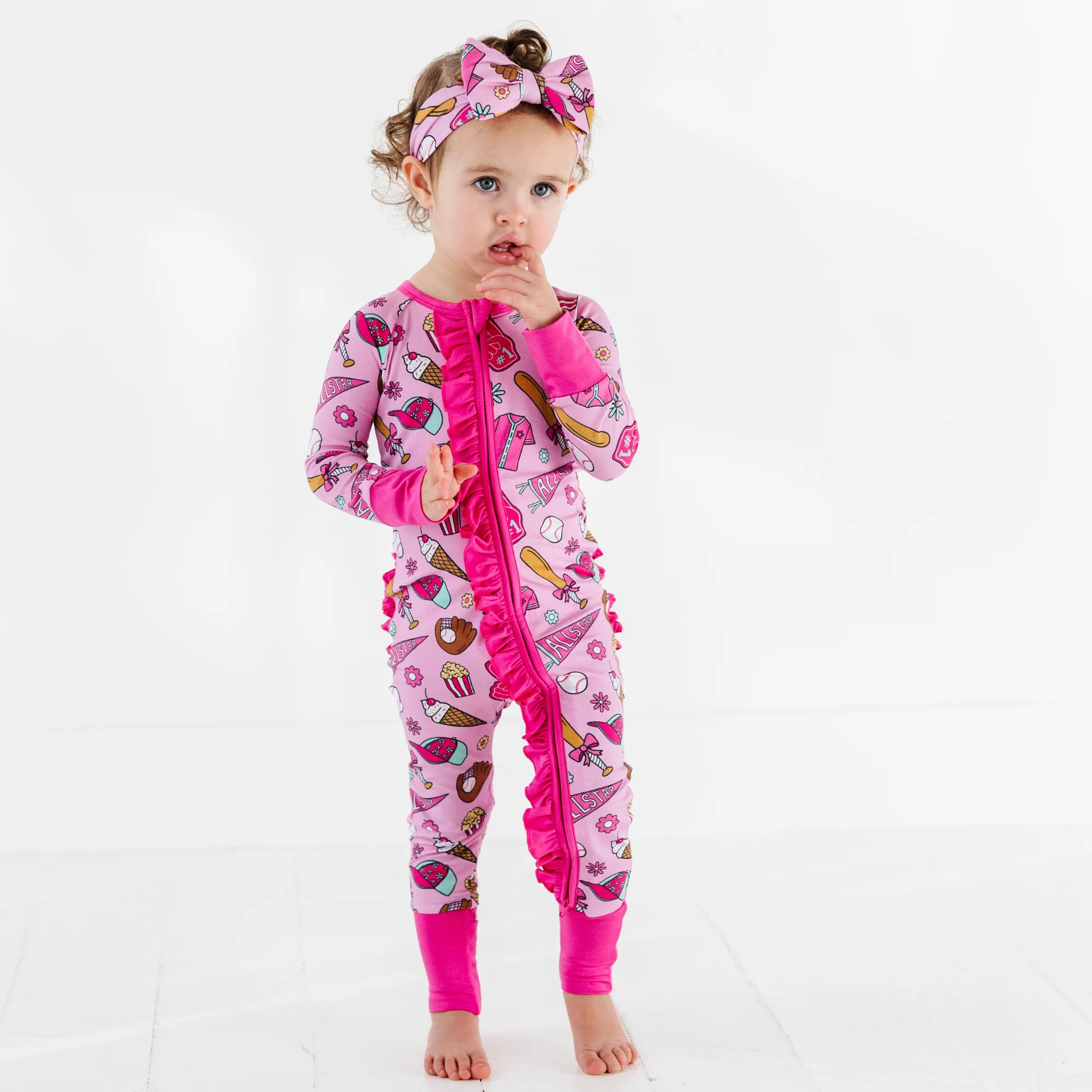 No Place Like Home Pink Convertible Footies with Ruffle | Kiki + Lulu