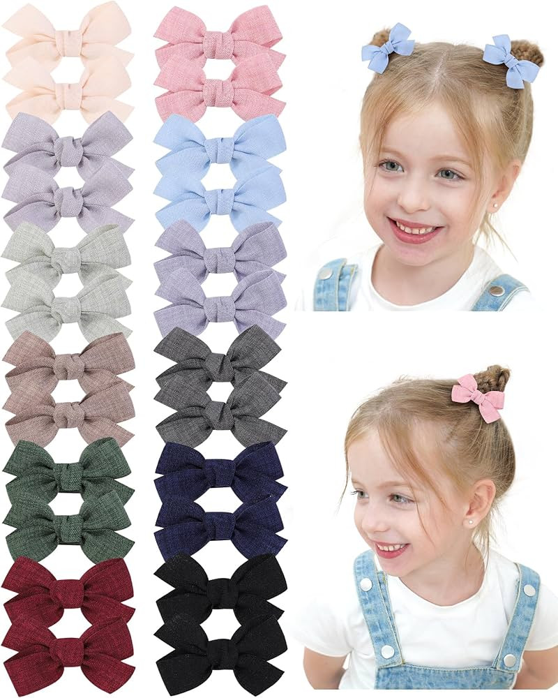doboi 24PCS 2'' Baby Hair Bows Clips Fully Lined Solid Ribbon Mini Clip Bows for Baby Girls Teens... | Amazon (US)