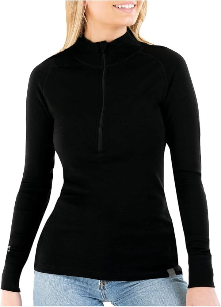 MERIWOOL Womens Base Layer 100% Merino Wool Midweight 250g Half Zip Sweater for Women | Amazon (US)