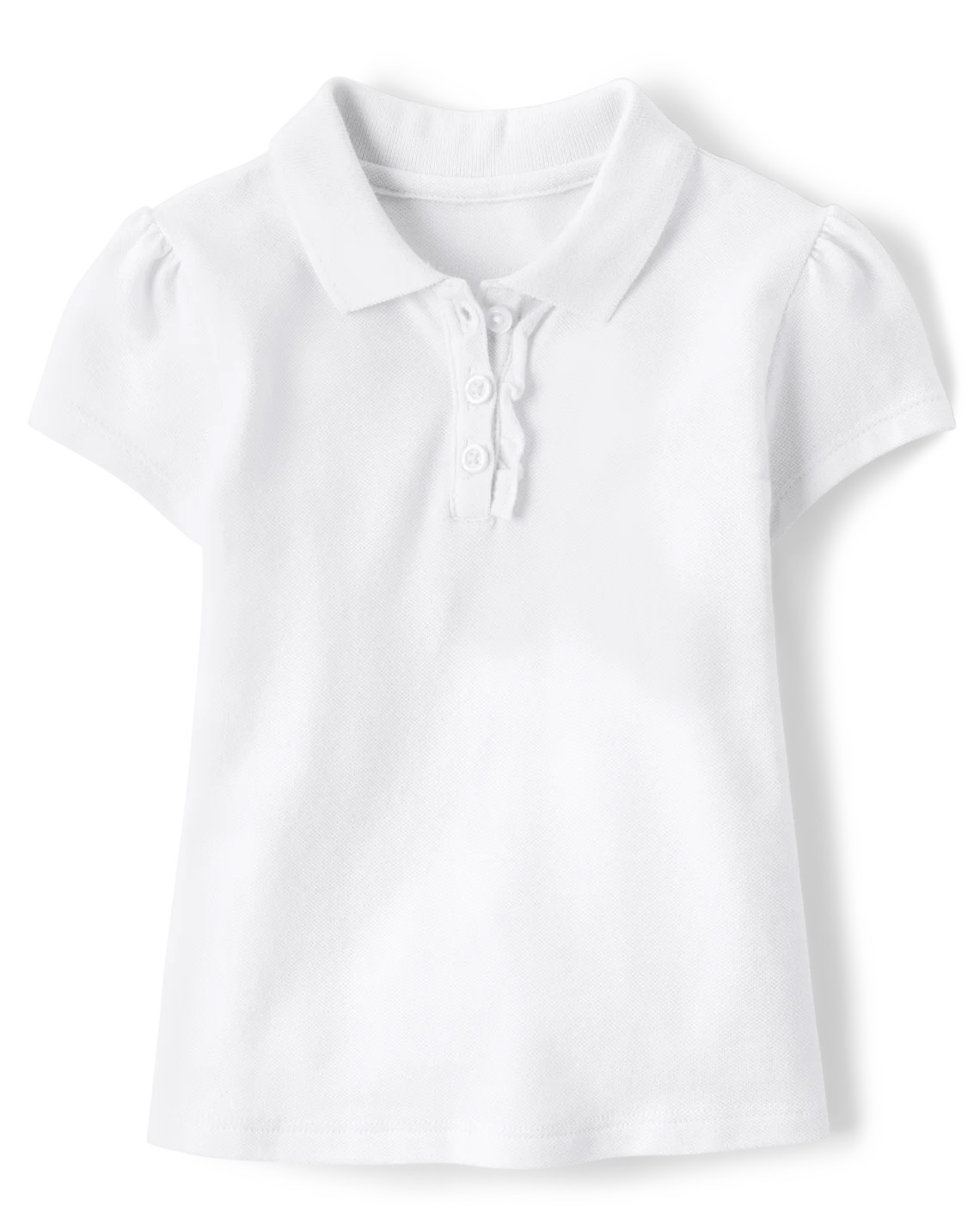 Toddler Girls Uniform Ruffle Soft Stretch Pique Polo - white | The Children's Place
