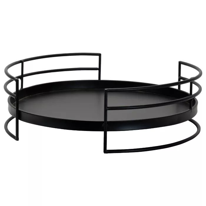 Modern Matte Black 16 x 15.25 inch Round Metal Decorative Tray - Foreside Home & Garden | Target