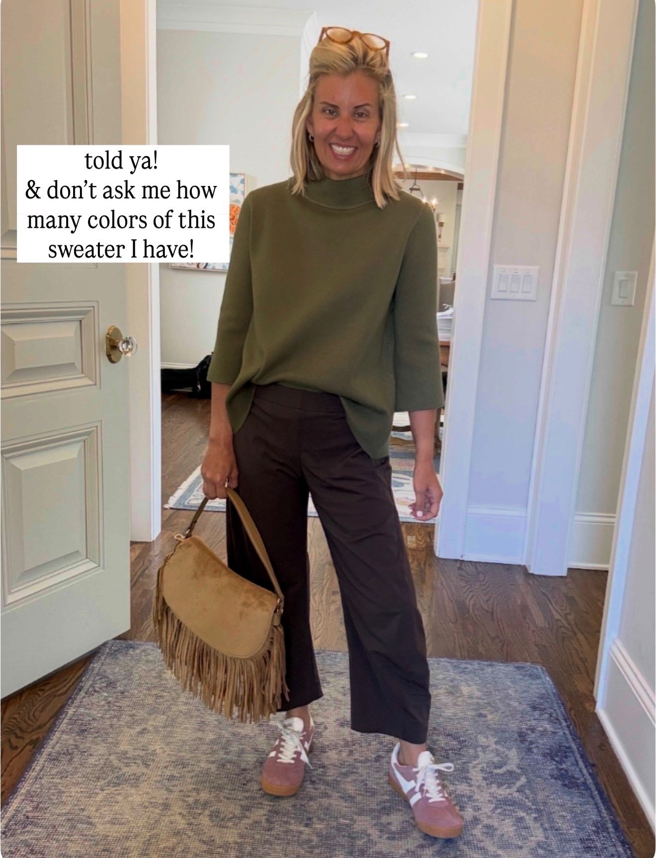 The Jackie and Ruti pants for the win! 
Sweater - xs
Pants - 4P
Sneakers - 8 tts
