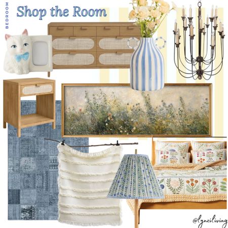 Shop the Room - Bedroom 

Cottagecore  bedroom, yellow and blue bedroom, bedroom decor, bedroom decorations, bedroom design, bedroom inspo, bedroom inspiration, calming bedroom, beautiful bedroom, cat picture frame, bedroom picture frame, urban outfitters home, urban outfitters finds, light wood nightstand, Wayfair nightstand, Wayfair furniture, Wayfair dress, Wayfair bedroom, cane dresser, cane nightstand, light wood dresser, Cottagecore area rug, blue area rug, patchwork area rug, cream throw blanket, Amazon blanket, Amazon home, blue lampshade, cottagecore quilt, floral quilt, Anthropologie finds, Anthropologie home, meadow wall art, Etsy wall art, landscape wall art, horizontal wall art, farmhouse chandelier, candle chandelier, blue striped vase, yellow striped wallpaper, Wayfair wallpaper, Anthropologie quilt, Anthropologie bedding, temu finds, Temu vase 

#LTKHome #LTKSeasonal