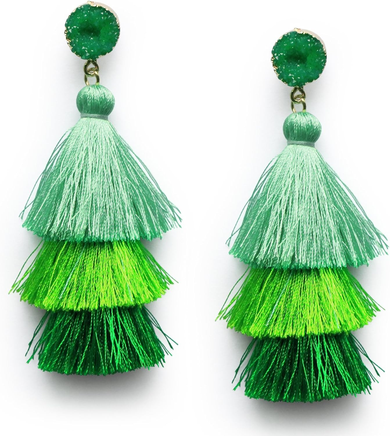 Me&Hz Colorful Layered Tassel Earrings Bohemian Tiered Tassel Druzy Stud Dangle Drop Earrings for... | Amazon (US)