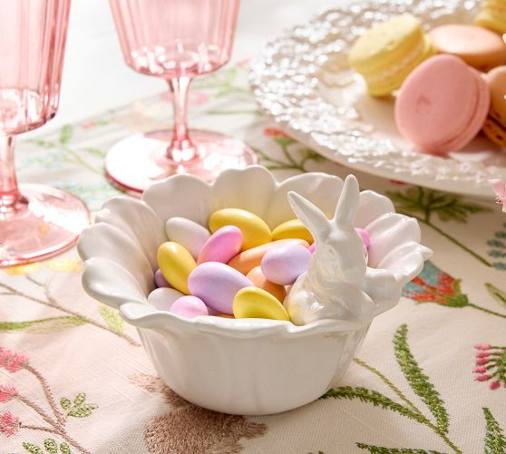 Floral Bunny Stoneware Snack Bowl | Pottery Barn (US)