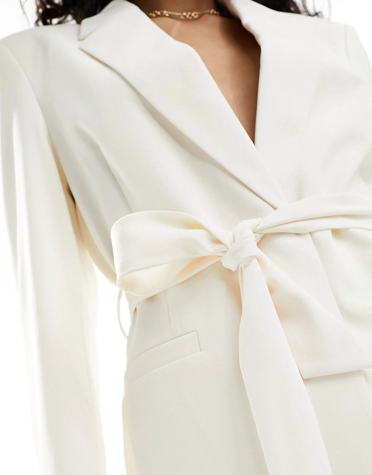 ASOS DESIGN tailored belted blazer in cream | ASOS | ASOS (Global)