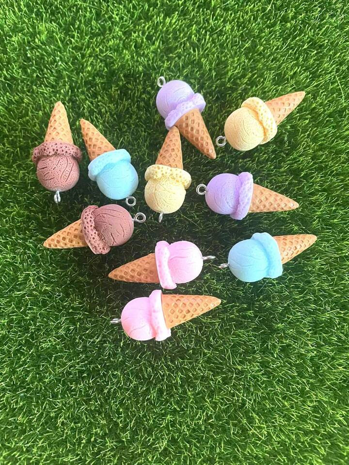 6pcs/Pack Resin Imitation Cute Ice Cream Pendant For DIY Earrings, Necklace, Keychain, Wholesale ... | SHEIN