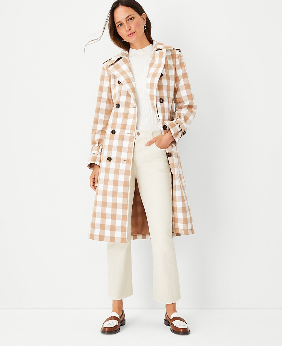 Checked Oversized Trench Coat | Ann Taylor (US)