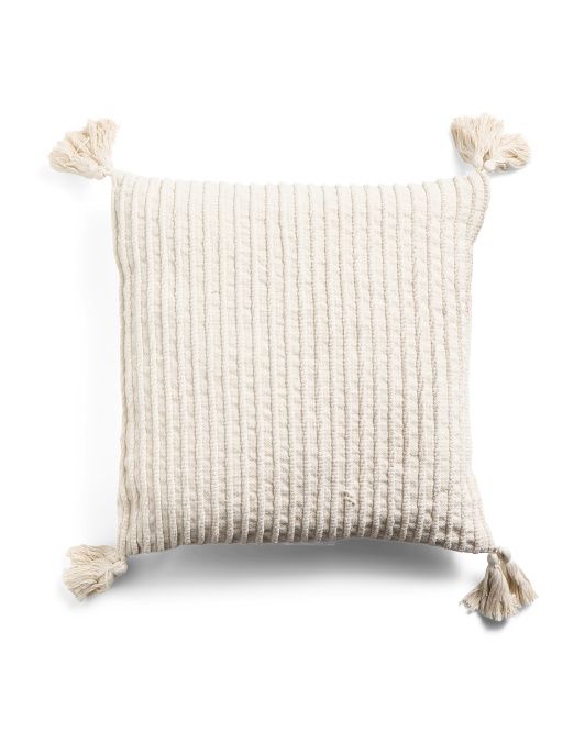 20x20 Soft Chenille Tassel Pillow | TJ Maxx