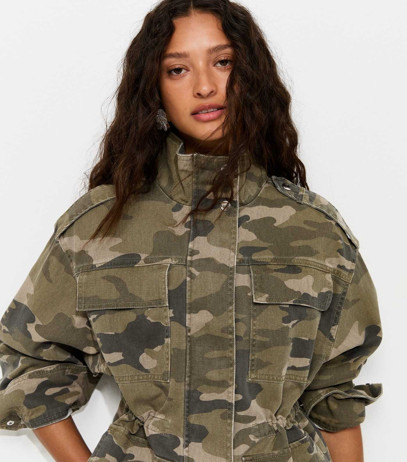 Green Camo Print Cargo Pocket Shacket | New Look | New Look (UK)
