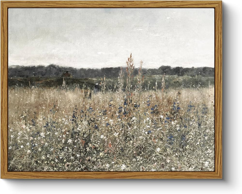 ARPEOTCY Framed Canvas Wall Art Prints, Living Room Hallway Shelf Decor, Wildflower Landscape Pic... | Amazon (UK)