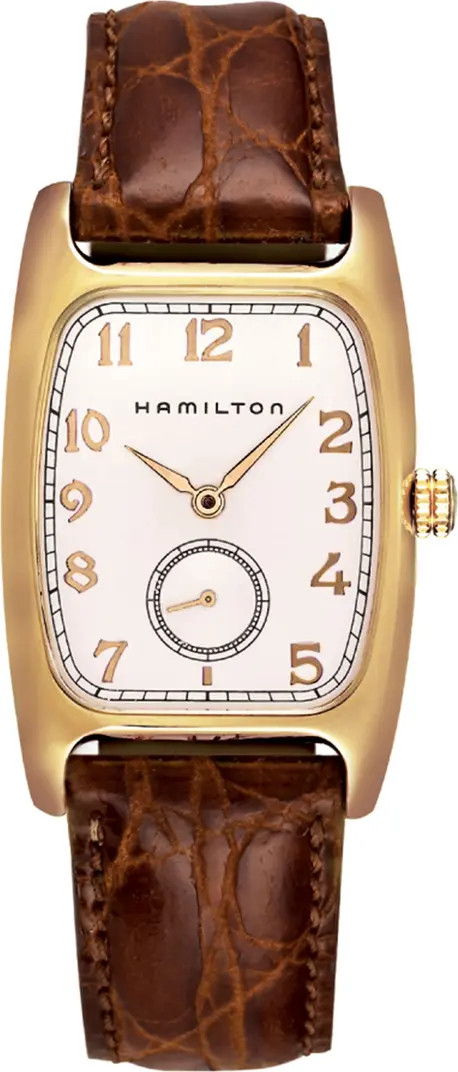 Hamilton American Classic Boulton Leather Strap Watch, 27mm x 31mm | Nordstrom | Nordstrom
