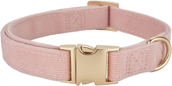 Soft Cotton Dog Collar with Metal Buckle Adjustable Heavy Duty Comfy Corduroy Collars for Small M... | Amazon (US)