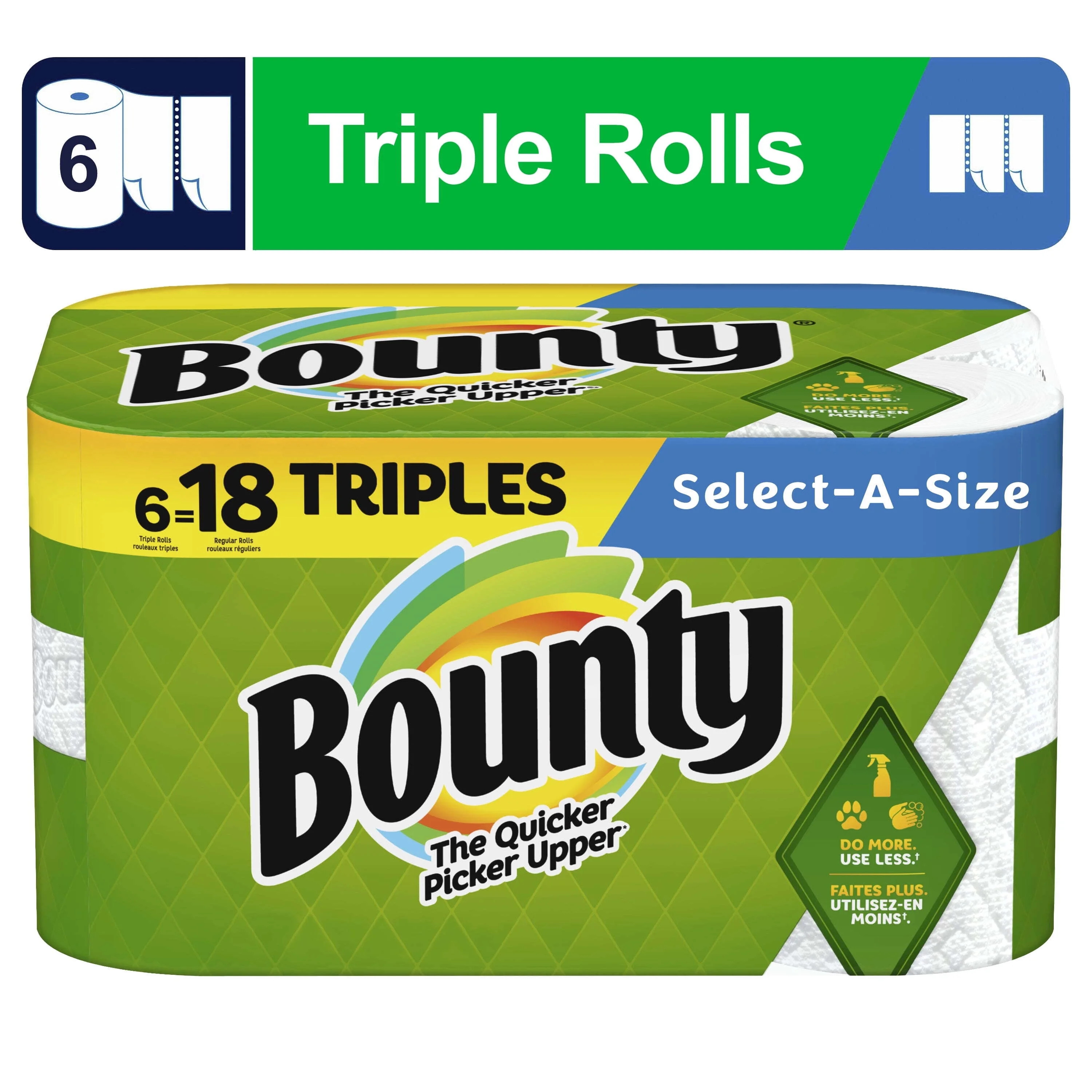 Bounty Paper Towels Select-a-Size, 6 Triple Rolls | Walmart (US)