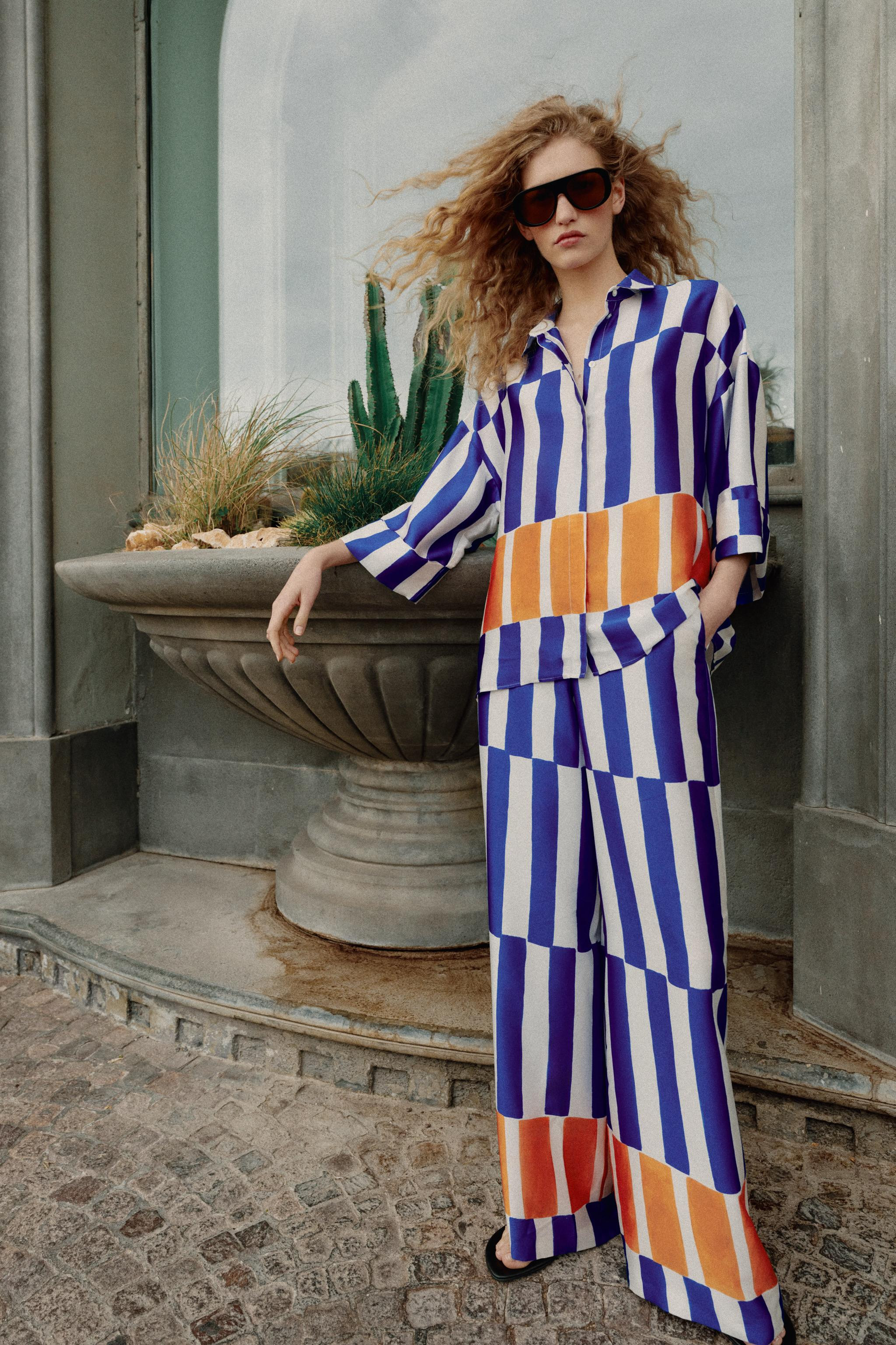 OVERSIZED SATIN-STRIPED SHIRT | Zara US