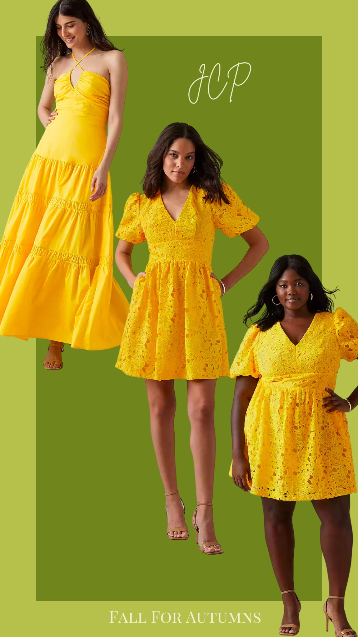 Marigold, yellow lace dress, fit and flare, yellow maxi, yellow halter, JCPenny, house of Colour autumn, plus size 

#LTKwedding #LTKunder50 #LTKcurves