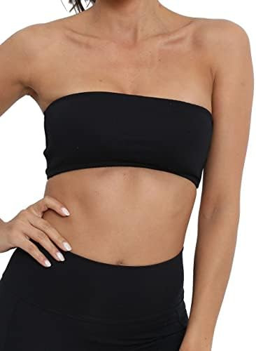 MISSACTIVER Women's Padded Strapless Bandeau Sport Bra Solid Sleeveless Wireless Support Bralette... | Amazon (US)