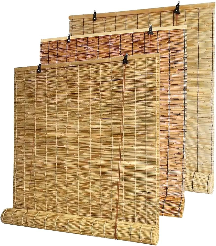 Bamboo Blinds Outdoor Patio, Natural Retro Reed Roll Up Shades for Porch & Garden, Cordless Water... | Amazon (US)