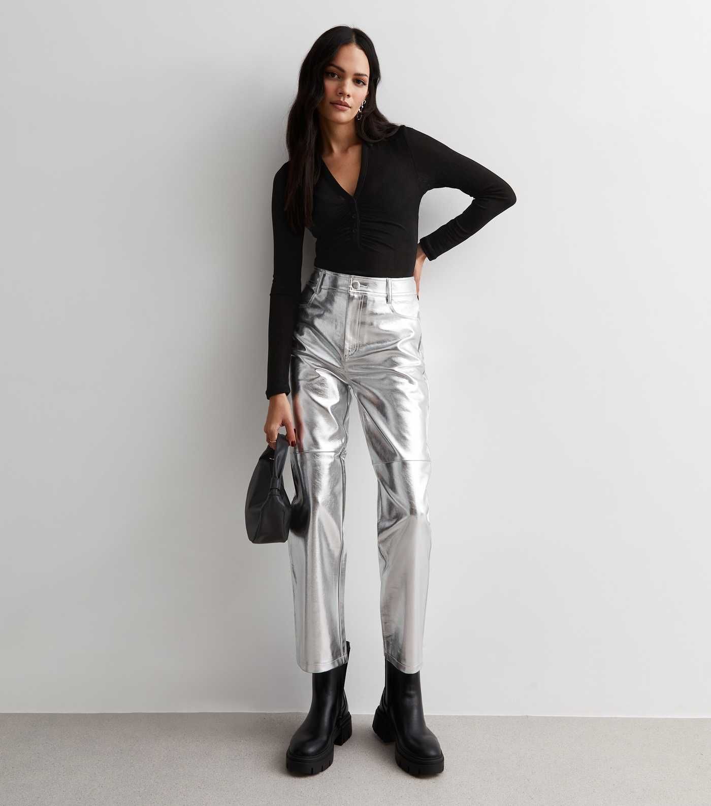 Silver Leather-Look Western Trousers
						
						Add to Saved Items
						Remove from Saved Item... | New Look (UK)