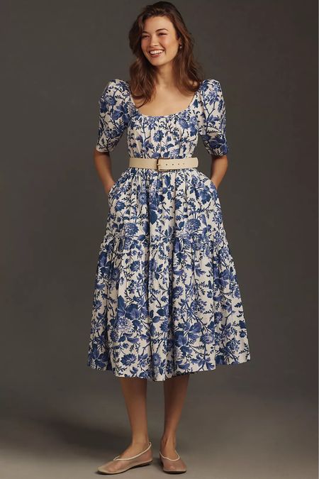 By Anthropologie Tiered Poplin
Midi Dress
2 colors available 
I included more on sale!

#LTKsalealert #LTKGiftGuide #LTKstyletip