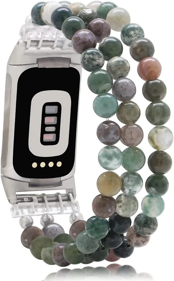 C&L Accessories Compatible with Fitbit Charge 5 Bands, Natural Gemstone Beaded Handmade Adjustabl... | Amazon (US)