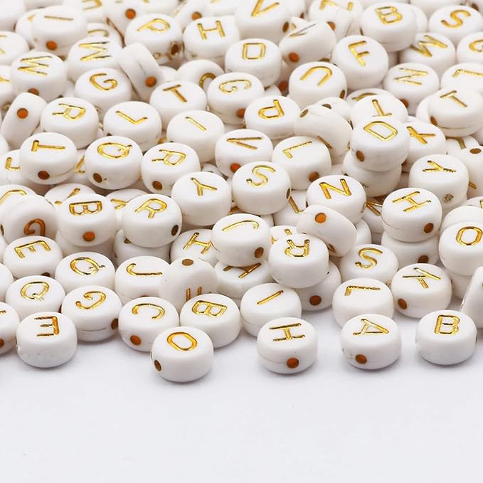 DAHI 1000Pcs Round Acrylic Gold Alphabet Beads A-Z Cube Letters Beads for Bracelets Necklaces Jew... | Amazon (US)
