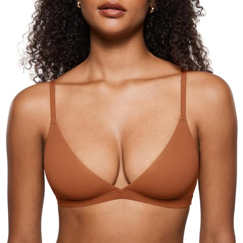 INLYRIC Women's Unlined Triangle Bralette Bronze Beige Small | Amazon (US)