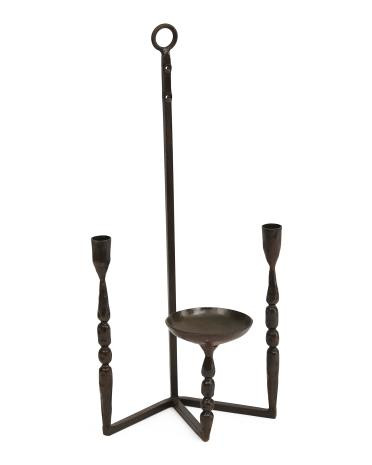 10.5x8.5x21.5 Forged Iron Wall Taper And Pillar Candle Holder | TJ Maxx
