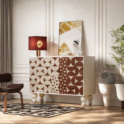 Modern Abstract Style Accent Cabinet Solid Wood Accent Cabinet | Wayfair North America