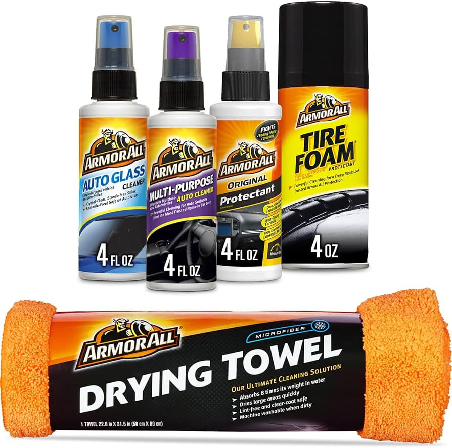 Armor All Car Wash and Car Interior Cleaner Kit, Includes Towel, Tire Foam, Glass Spray, Protecta... | Amazon (US)