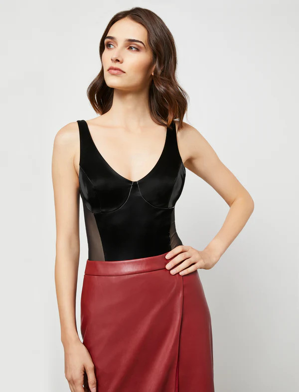 Liquid Faux Leather Bodysuit | BCBG Max Azria 