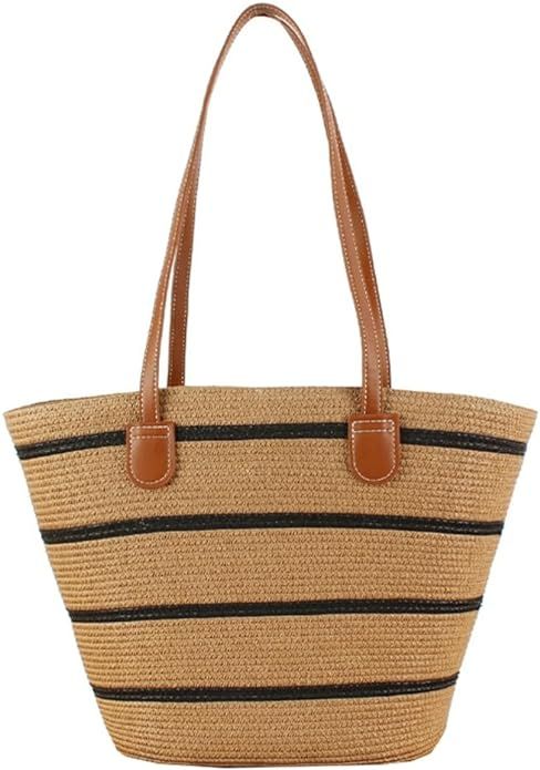 Women's Large Summer Beach Straw Tote Bags Woven Shoulder Bag Travel Beach Hobo Handbag Handmade ... | Amazon (US)