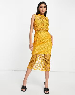 ASOS DESIGN structured lace pencil dress with high neck   | ASOS | ASOS (Global)