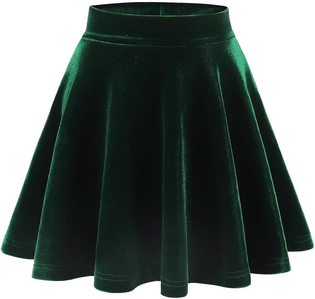 Noomelfish Girls Velvet Stretch Mini Flared Pleated Skater Skirt (4-12 Years) | Amazon (US)