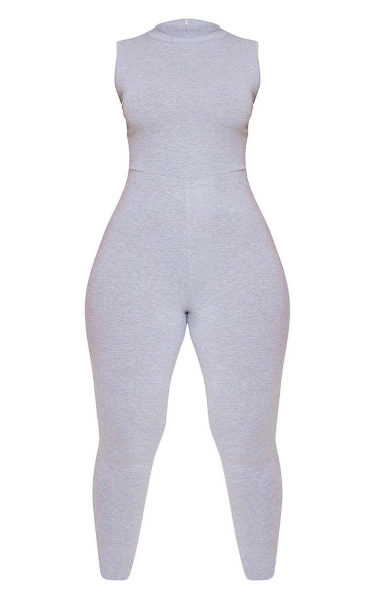 Shape Grey Marl Cotton Sleeveless High Neck Jumpsuit | PrettyLittleThing US