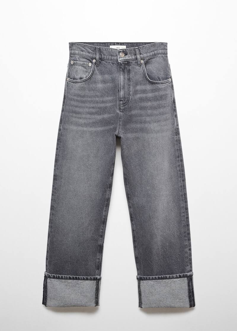 Wide-leg turned-hem jeans -  Women | Mango USA | MANGO (US)