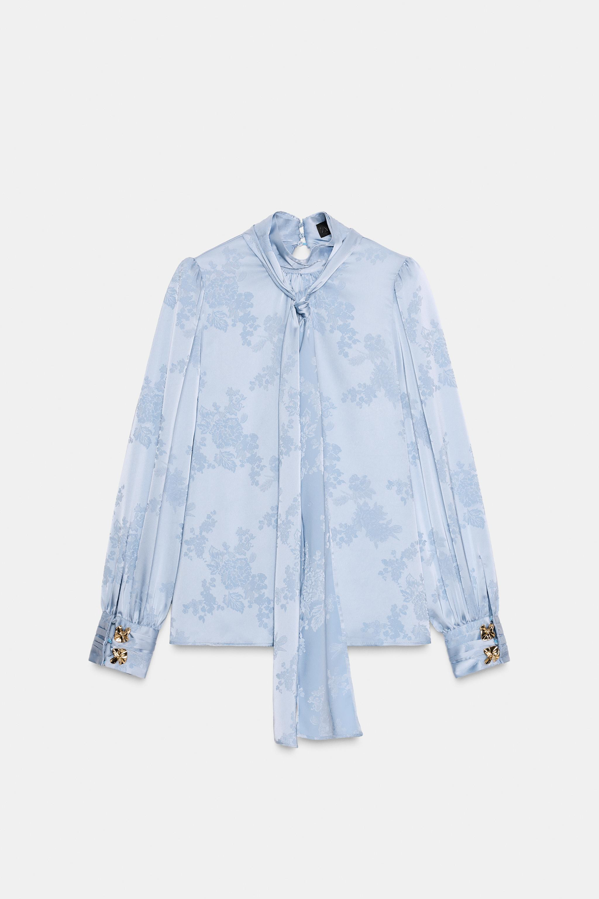 TIED JACQUARD SATIN EFFECT SHIRT | Zara US