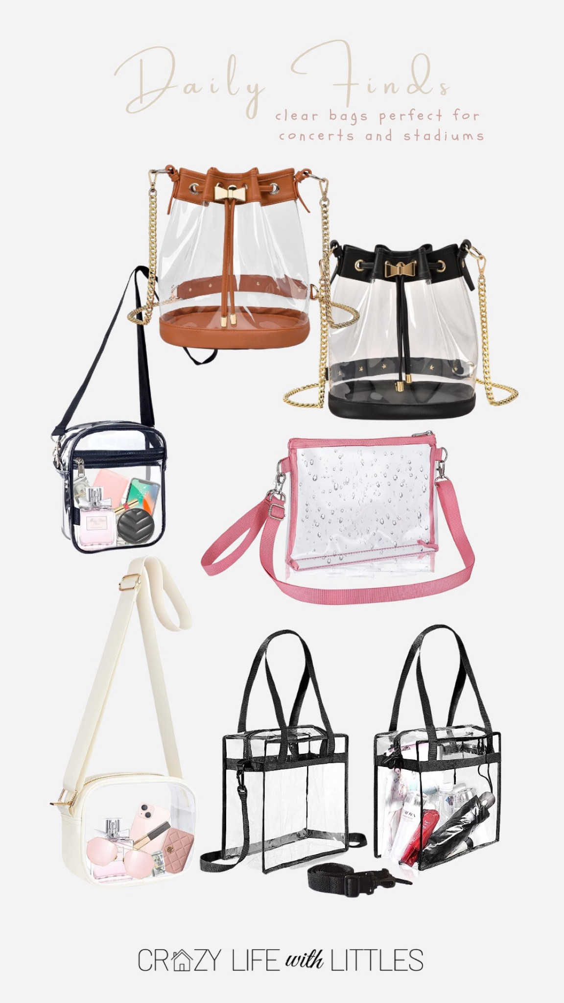 KUI WAN Clear Bag Stadium Approved, Clear Crossbody Bag Cute Clear