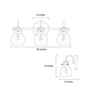 Robb Modern 3-Light Gold Bathroom Vanity Light Interior Powder Room Lighting with Clear Globe Sha... | The Home Depot