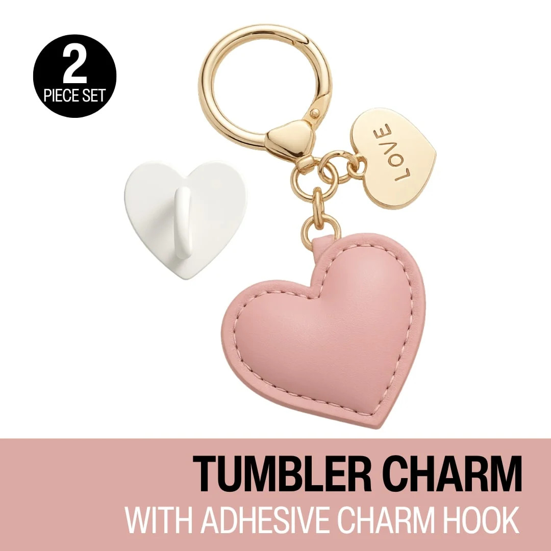 Biddlebee Tumbler & Purse Charm with Charm Hook Drinkware Accessory, Pink Heart - Walmart.com | Walmart (US)