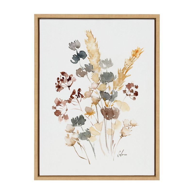 18" x 24" Sylvie Wild Salvia Framed Wall Canvas by Sara Berrenson Natural - Kate & Laurel All Thi... | Target