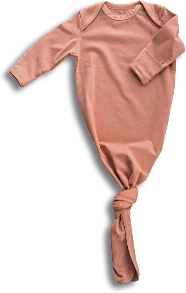 Amazon.com: Lucky Love Knotted Baby Girl Gown Newborn Sleepwear, Knot Sleeper Nightgown (White Fl... | Amazon (US)