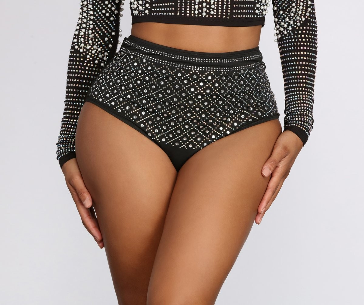 Beautifully Beaded Rhinestone And Pearl Crop Briefs | Windsor Stores