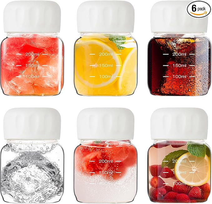 Danmu 6 Pack Glass Water Bottles, Clear Water Bottles Leakproof 10oz, Small Water Bottles 300ml, ... | Amazon (US)